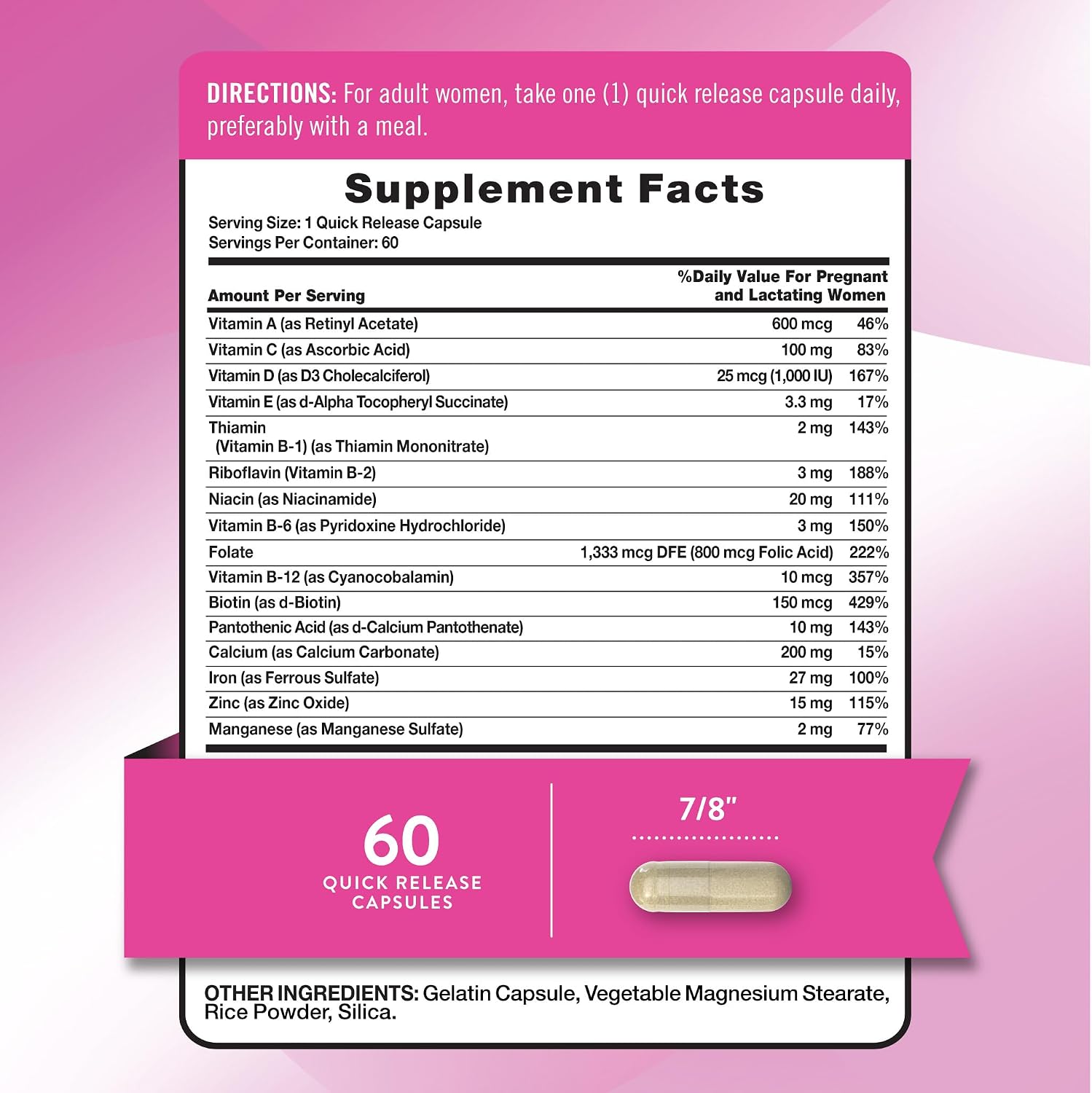 Nature's Truth Vitaminas Prenatales con Ácido Fólico - 60 Cápsulas