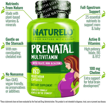 NATURELO Multivitamínico Prenatal con Hierro – Hierro quelado suave: Forma de hierro que se absorbe bien y es más – Image 2