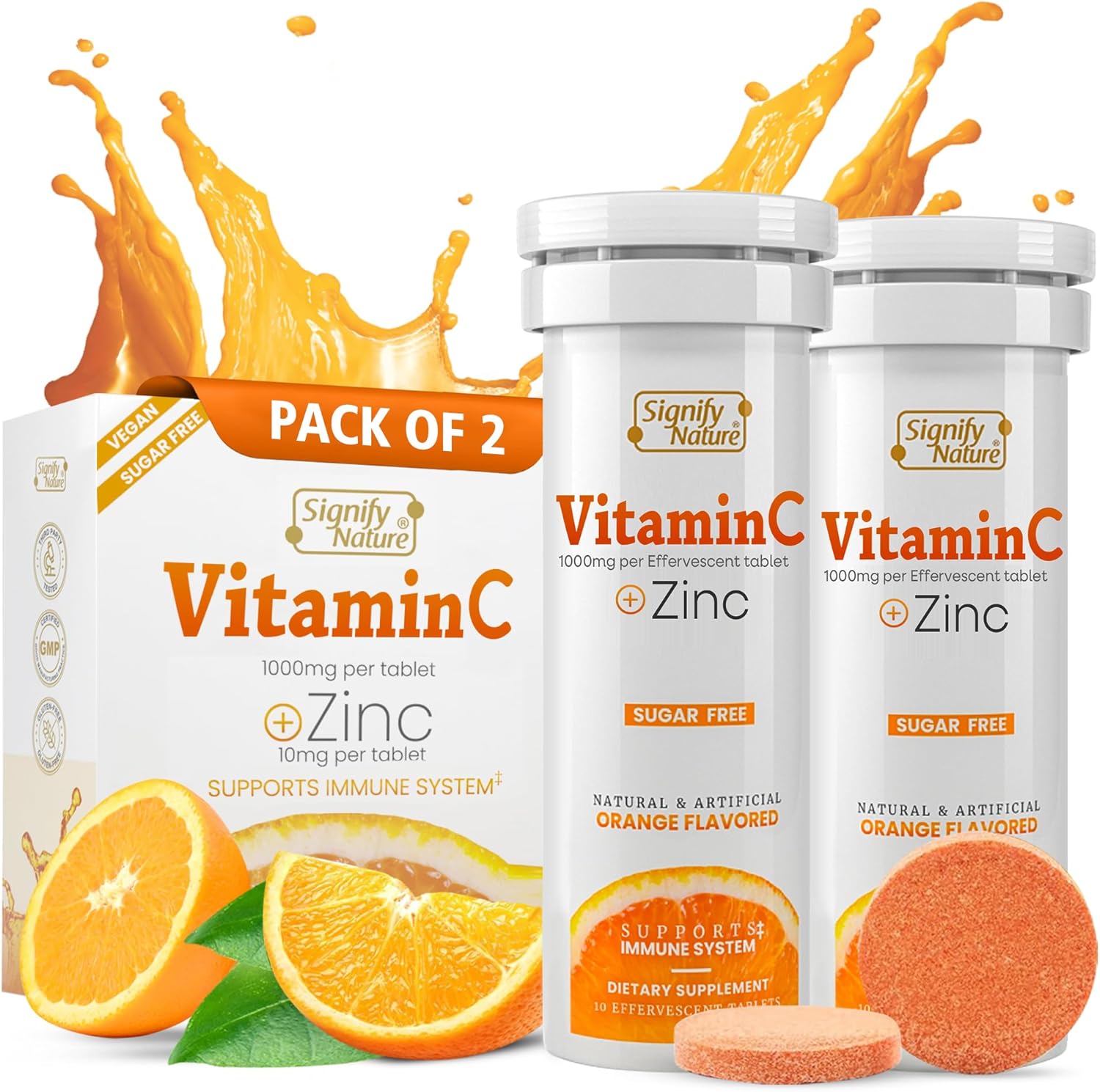 SIGNIFY NATURE Vitamina C 1000mg Efervescente con Zinc - 20 Comprimidos