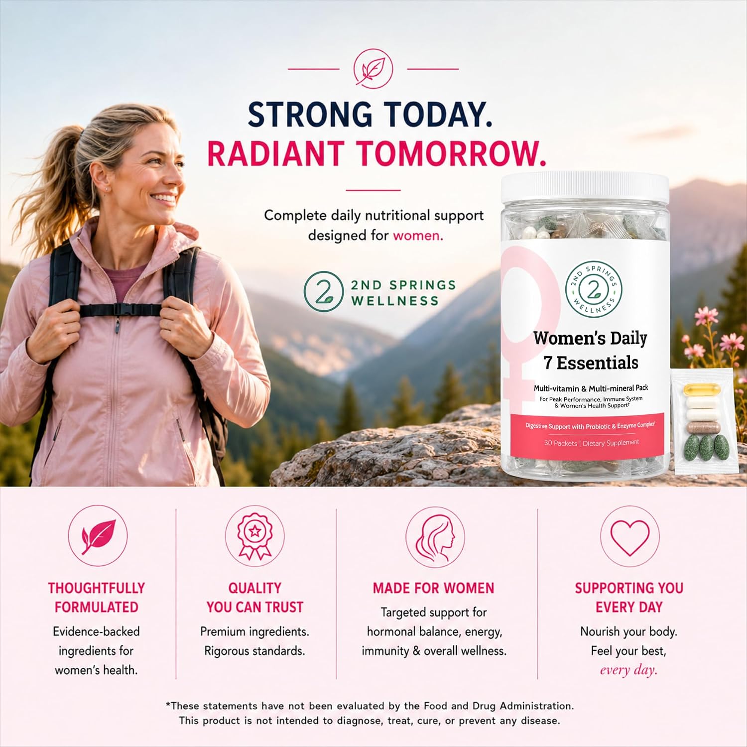 Daily 7 Essentials Pack de Vitaminas para Mujeres – Multivitamínico Diario Completo