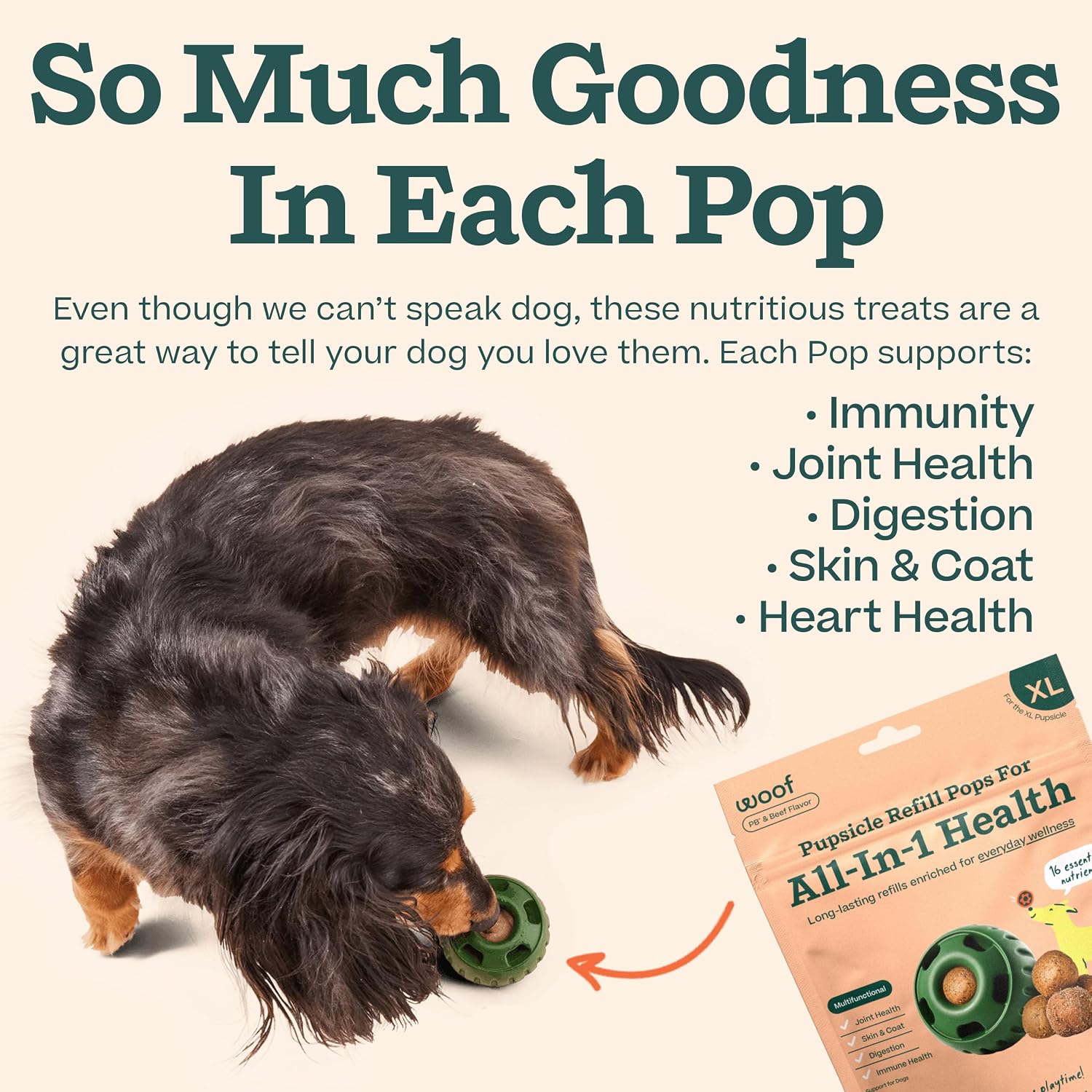 WOOF Pupsicle Refill Pops All-in-1 Health - Recambios Multivitamínicos para Perros - XL - 5 Unidades