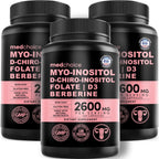 14-en-1 Complejo de Inositol para Mujer – 40:1 Myo & D-Chiro Inositol con Folato, Vitamina D3, Zinc, Magnesio y Botánicos – 120 Cápsulas (Pack de 3)