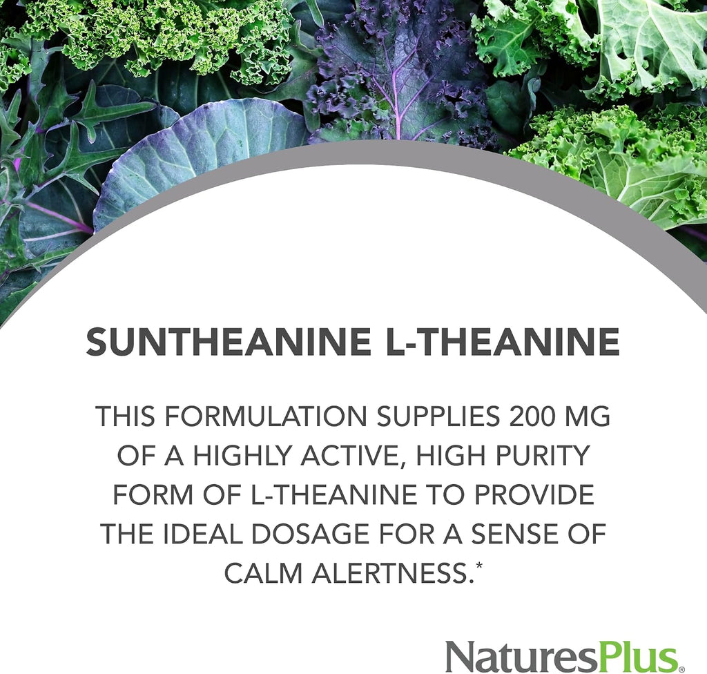 NaturesPlus PRO Suntheanine L-Teanina - 60 Cápsulas - Apoya la Calma Alerta y la Relajación Saludable