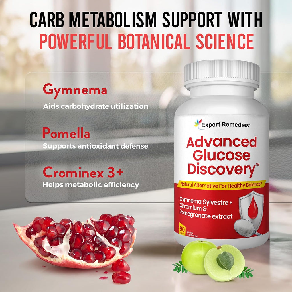 Advanced Glucose Discovery - Complemento para Metabolismo Glucémico con Gymnema Sylvestre, Granada y Crominex 3+ | 90 Cápsulas Veganas