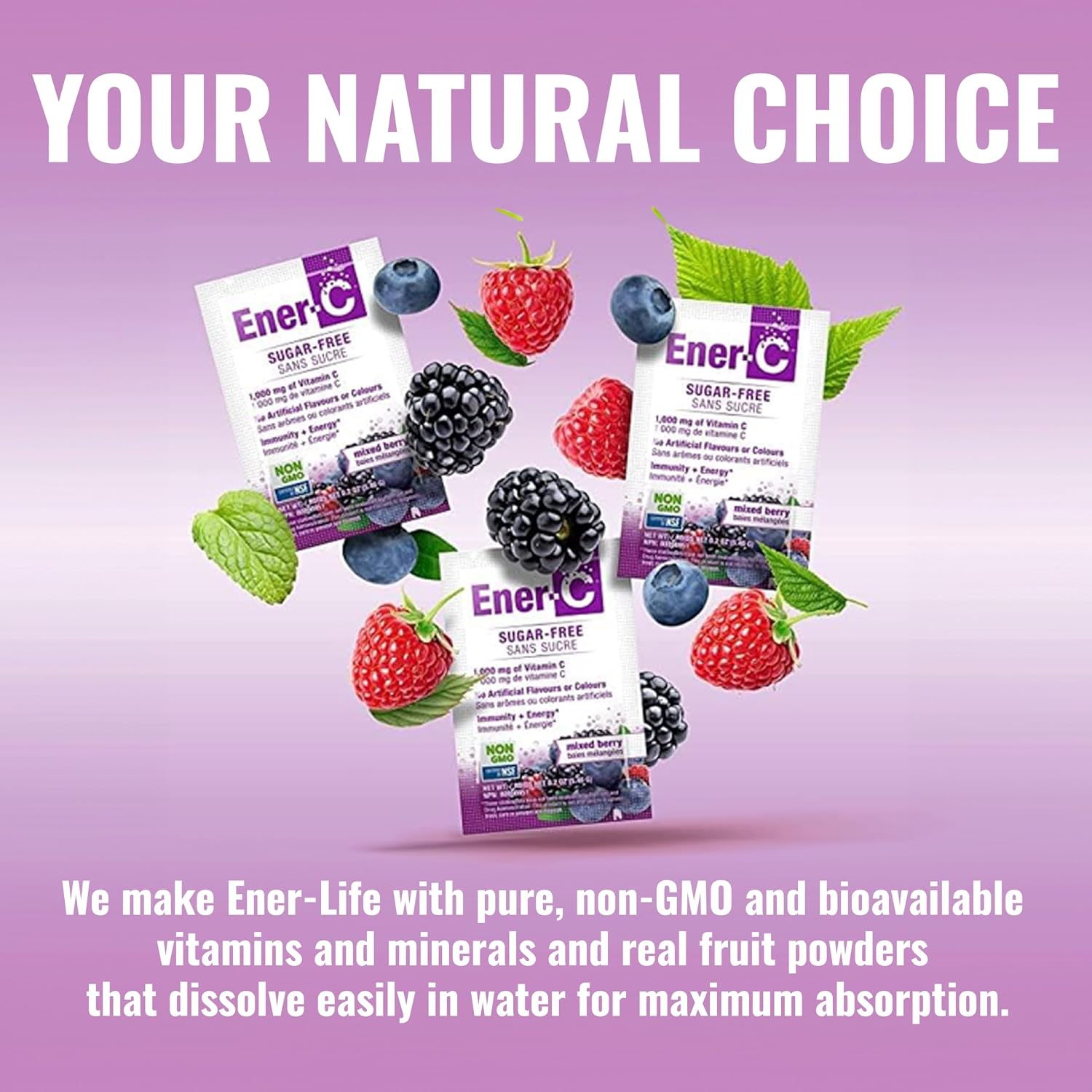 Ener-C Sugar Free Multivitamin Drink Mix - 30 Sobres, Sabor Frutos Rojos