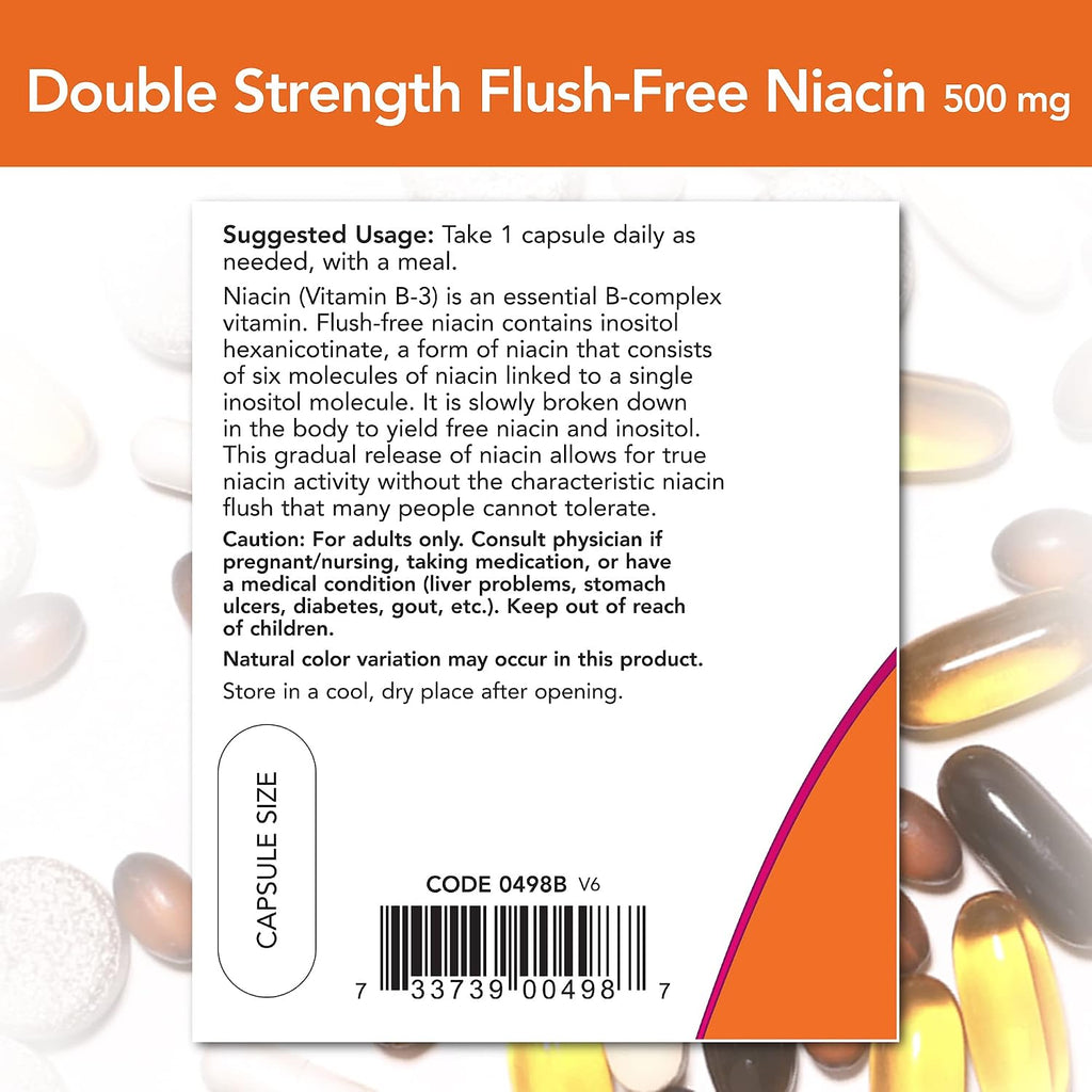 NOW Foods Niacina sin Rubor 500 mg - 90 Cápsulas