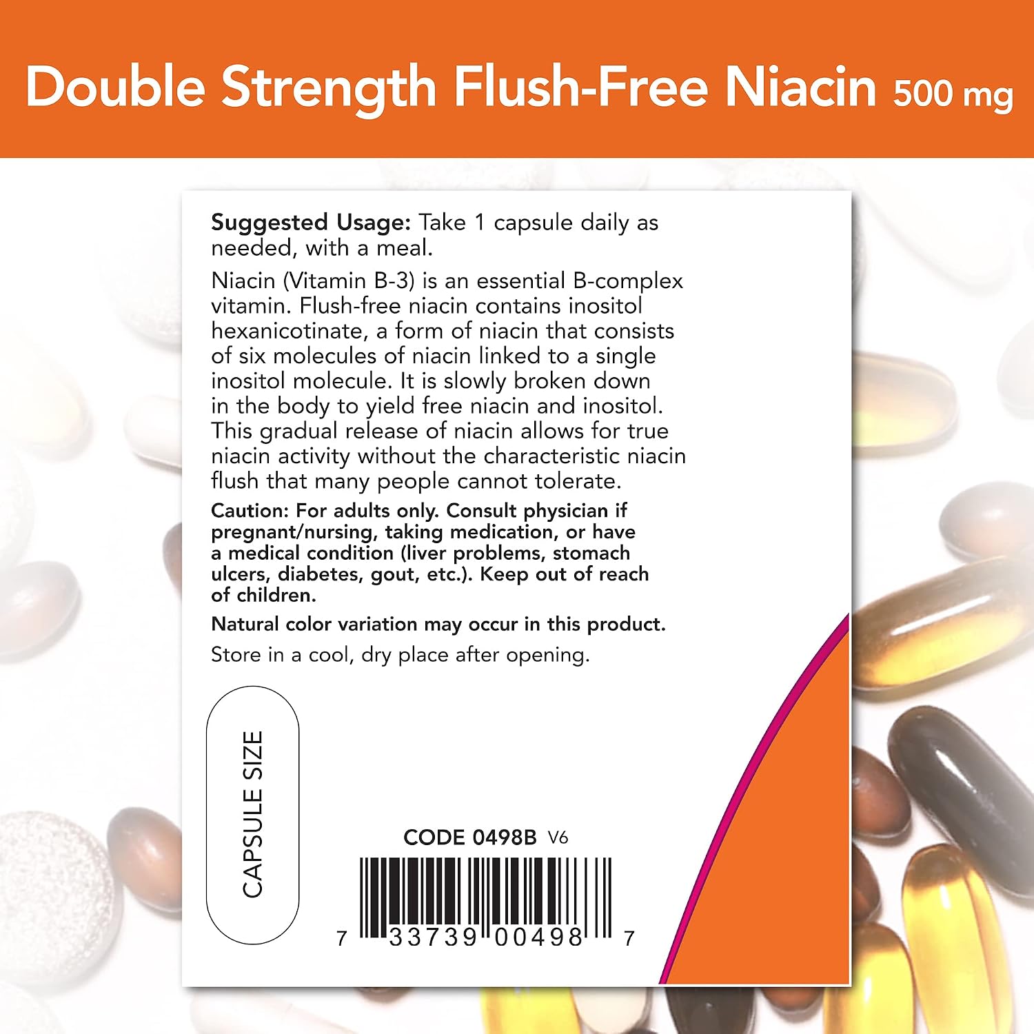 NOW Foods Niacina sin Rubor 500 mg - 90 Cápsulas