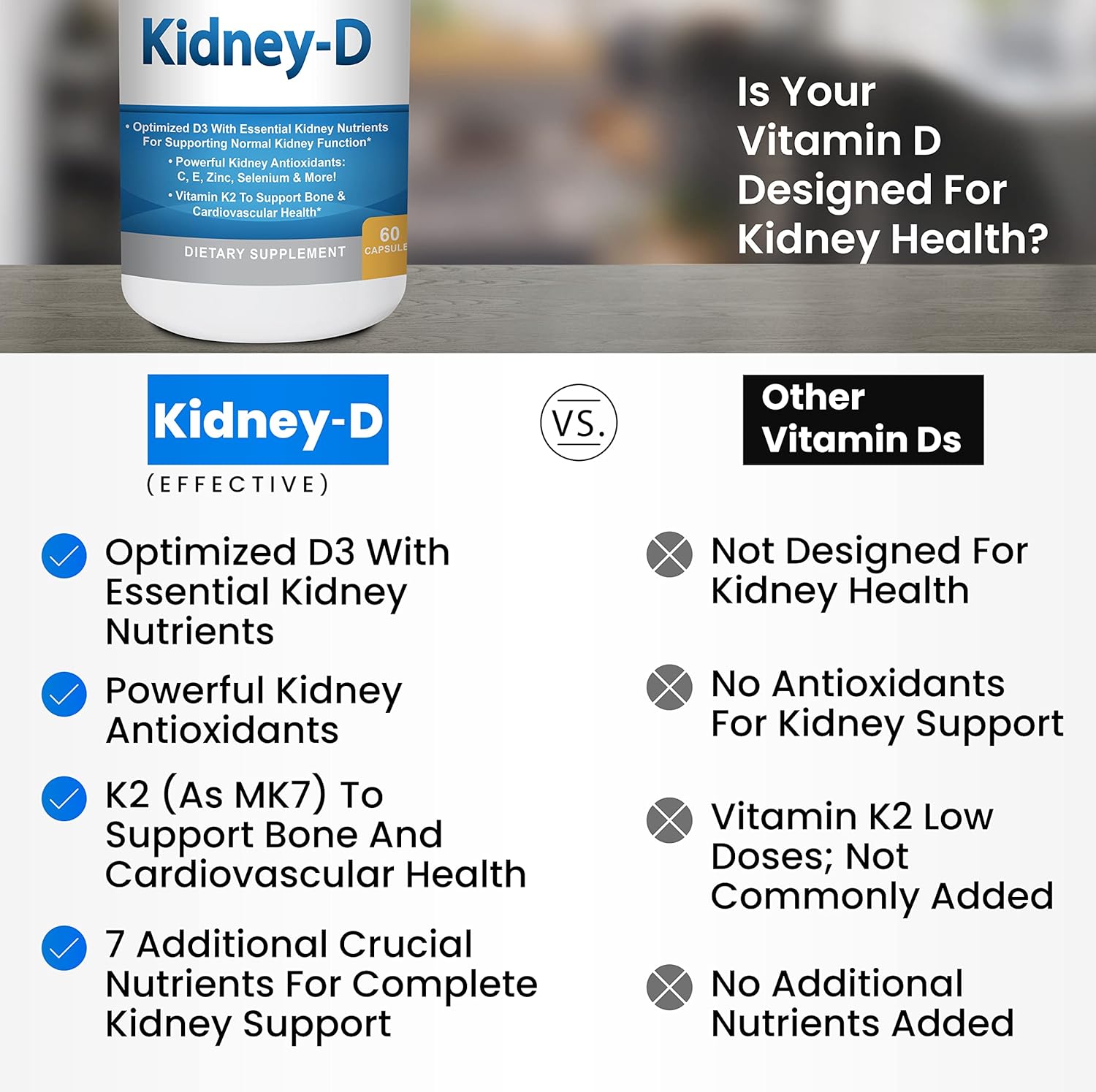Kidney Restore & Kidney-D 2-Pack – Cápsulas para Apoyo Renal con Vitamina D y Probióticos