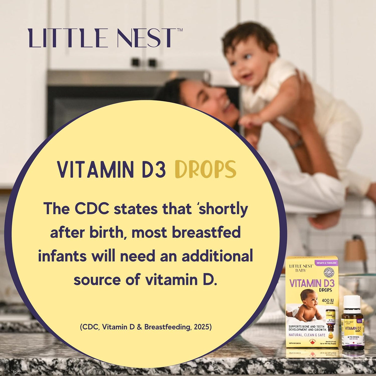 Baby Vitamin D3 Drops 400 UI – Gotas de – La vitamina D contribuye al mantenimiento de los huesos en condiciones – Image 7