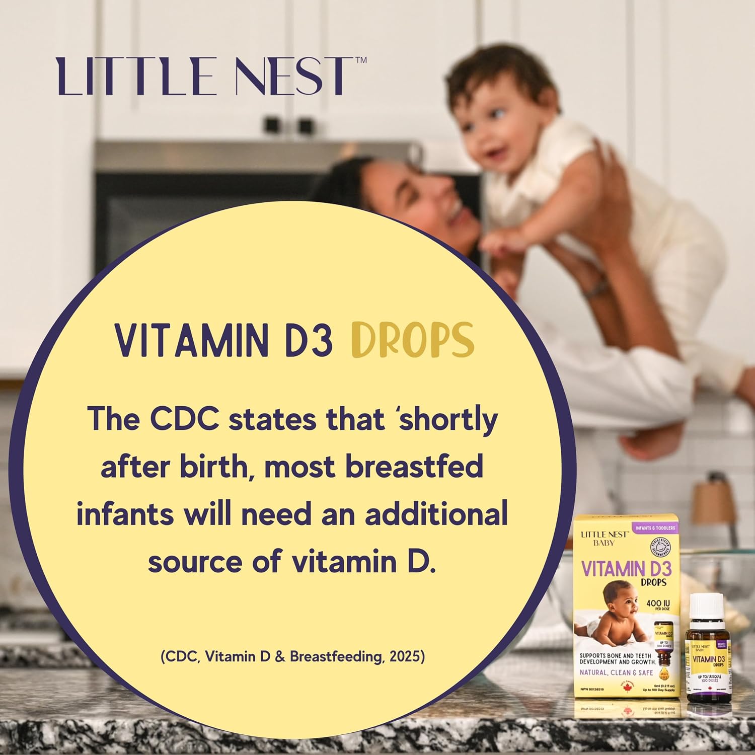 Baby Vitamin D3 Drops 400 UI – Gotas de Vitamina D3 para Bebés