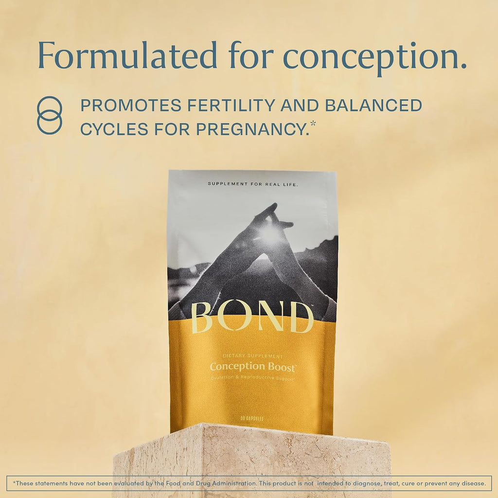 BOND Conception Boost – Suplemento de Fertilidad para Mujeres que Intentan Concebir – Vitaminas Prenatales con Metilfolato, CoQ10 y Probióticos