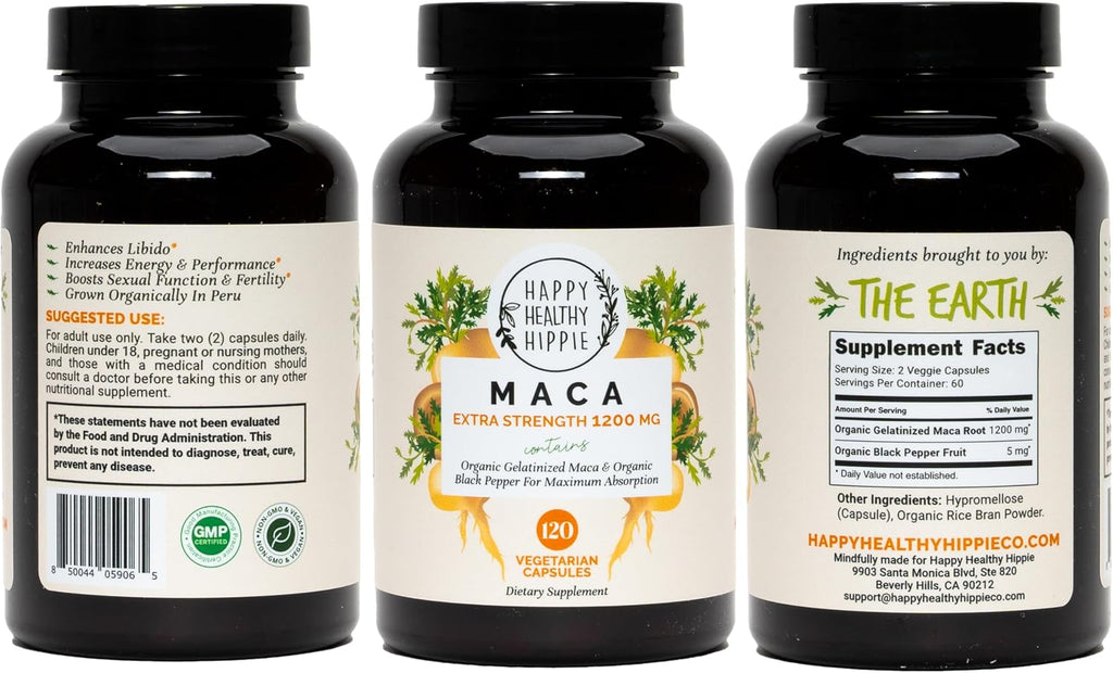 Maca Orgánica Gelatinizada 1200 mg – 120 Cápsulas (2 Meses)