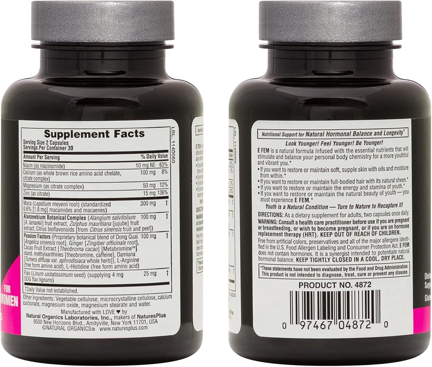 Nature's Plus E Fem - 60 Cápsulas