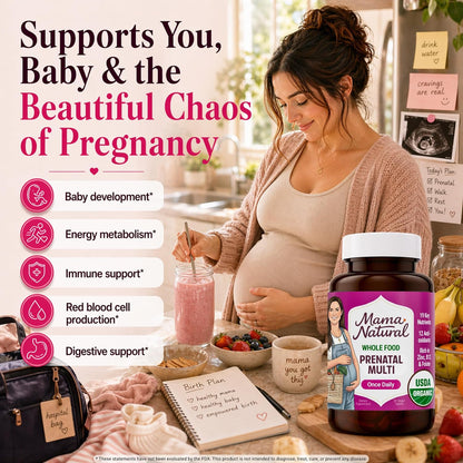 Vitaminas Prenatales Orgánicas Mama Natural - 30 Dosis, Vegano, Sin Gluten, Con Folato – Image 5
