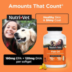 Nutri-Vet Aceite de Pescado para Perros - Suplemento Omega 3 con EPA y DHA, 100 Cápsulas Blandas