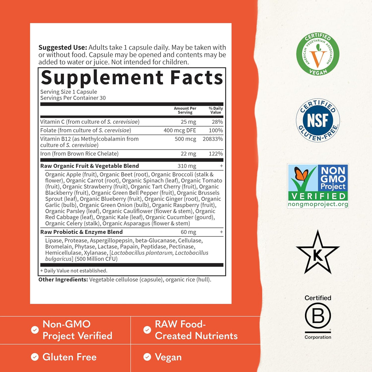 Garden of Life Vitamin Code Raw Iron - 30 – El metabolismo energético normal. – Image 3