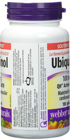 Webber Naturals Ubiquinol 100mg QH Active CoQ10, 100 softgels