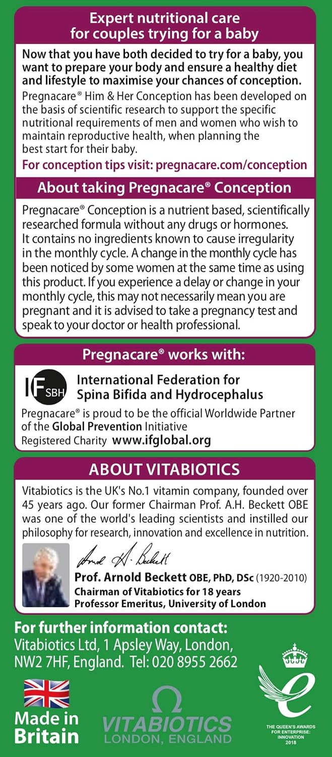 Vitabiotics Pregnacare Concepción para Él y para Ella - 2x30 Comprimidos