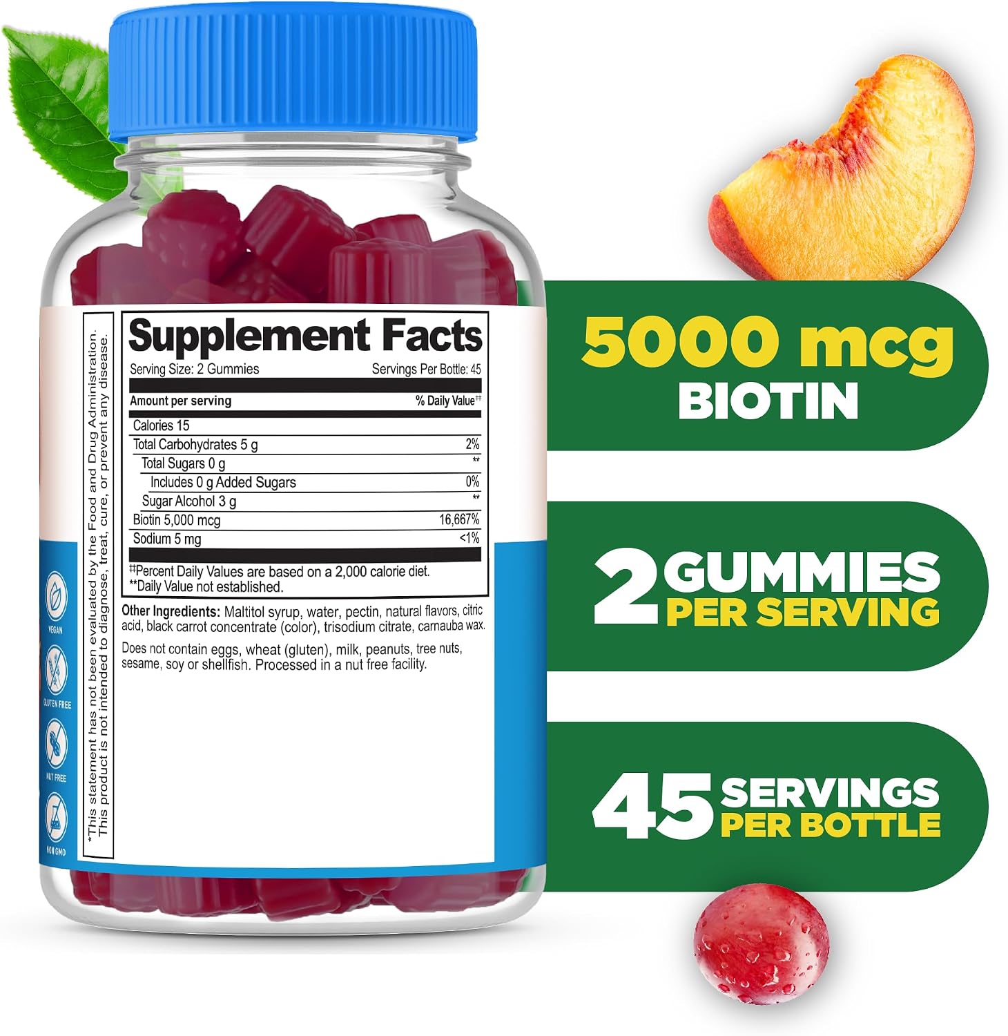 Lifeable Gominolas de Biotina 5000mcg Sin Azúcar - 90 Gominolas