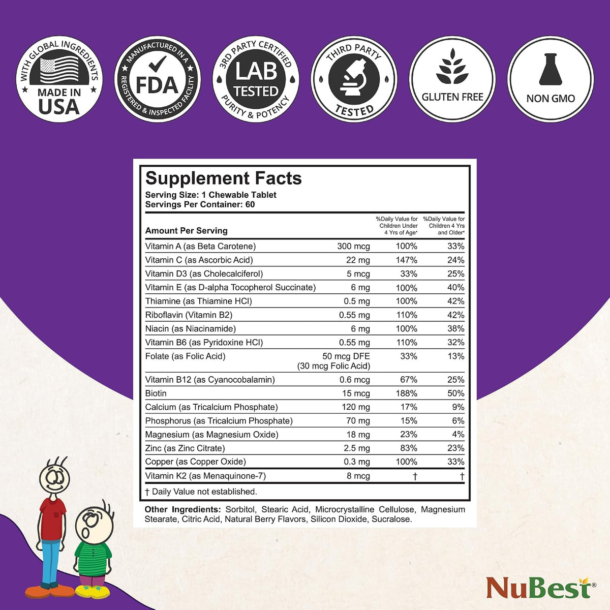 NuBest Tall Kids - Multivitamínico y – Vitamina K2: Contribuye a la coagulación sanguínea normal y al – Image 3