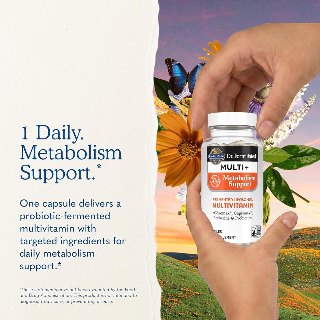 Garden of Life Multi+ Metabolism Support Multivitamínico Liposomal, 30 Cápsulas