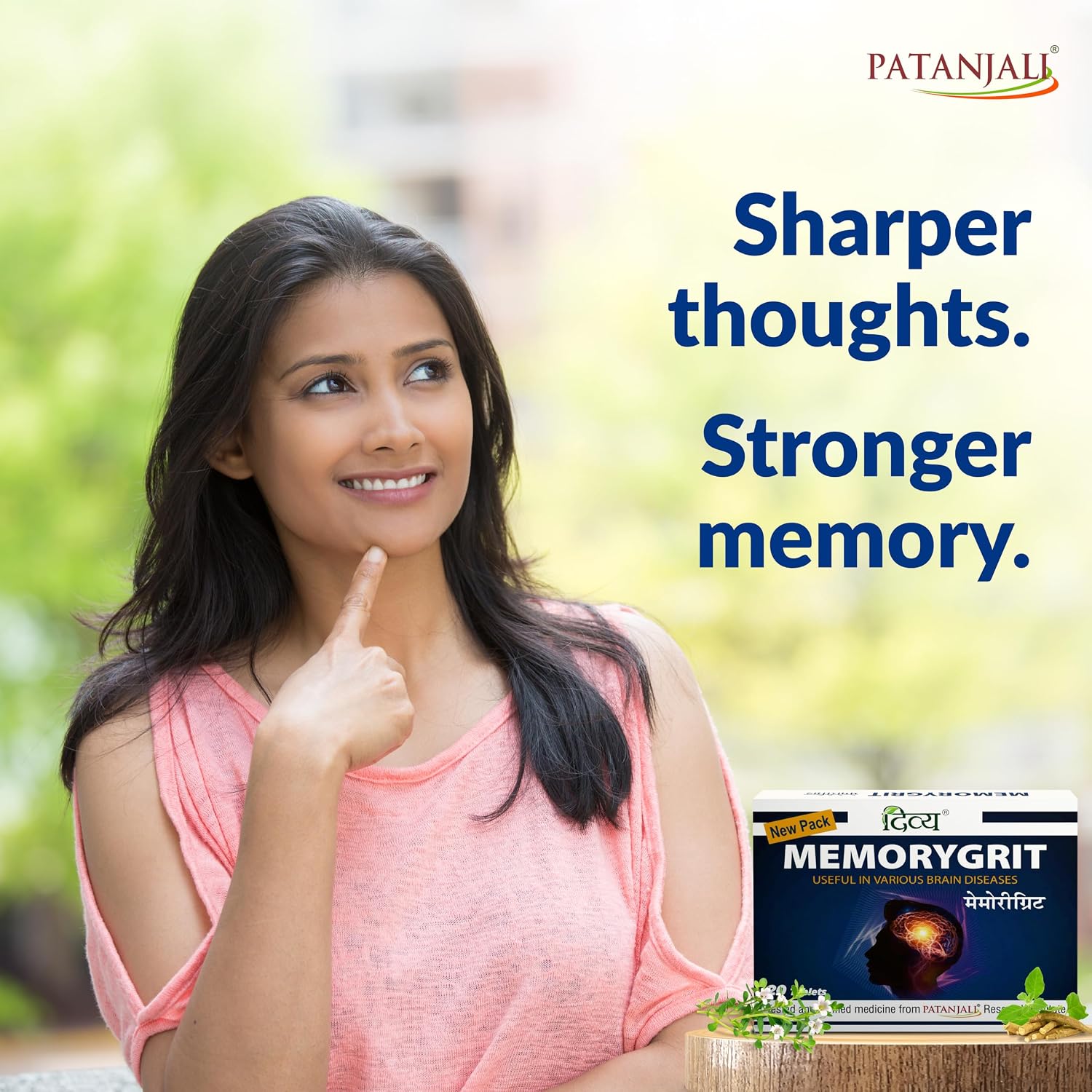 Patanjali Divya Memorygrit 20 Comprimidos - Suplemento Ayurvédico para la Memoria, Enfoque y Salud Cerebral