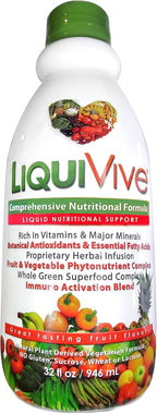 LiquiVive Liquid Vitamins Mega Nutrition - Multivitamínico Líquido Vegano, 946 ml