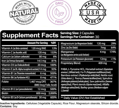 Kaya Naturals Biotina con Vitaminas para – Contribuye al mantenimiento del cabello en condiciones normales. – Image 3