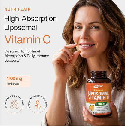 NutriFlair Vitamina C Liposomal 1700 mg, 180 – Aumentar la absorción del hierro. – Image 4