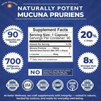 Mucuna Pruriens 20% L-Dopa – Extracto Estandarizado de Frijol de Terciopelo – 90 Cápsulas Veganas