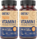 DEVA Vitamina E Natural 400 UI con Tocoferoles Mixtos - 180 Cápsulas Vegetales (2 x 90)