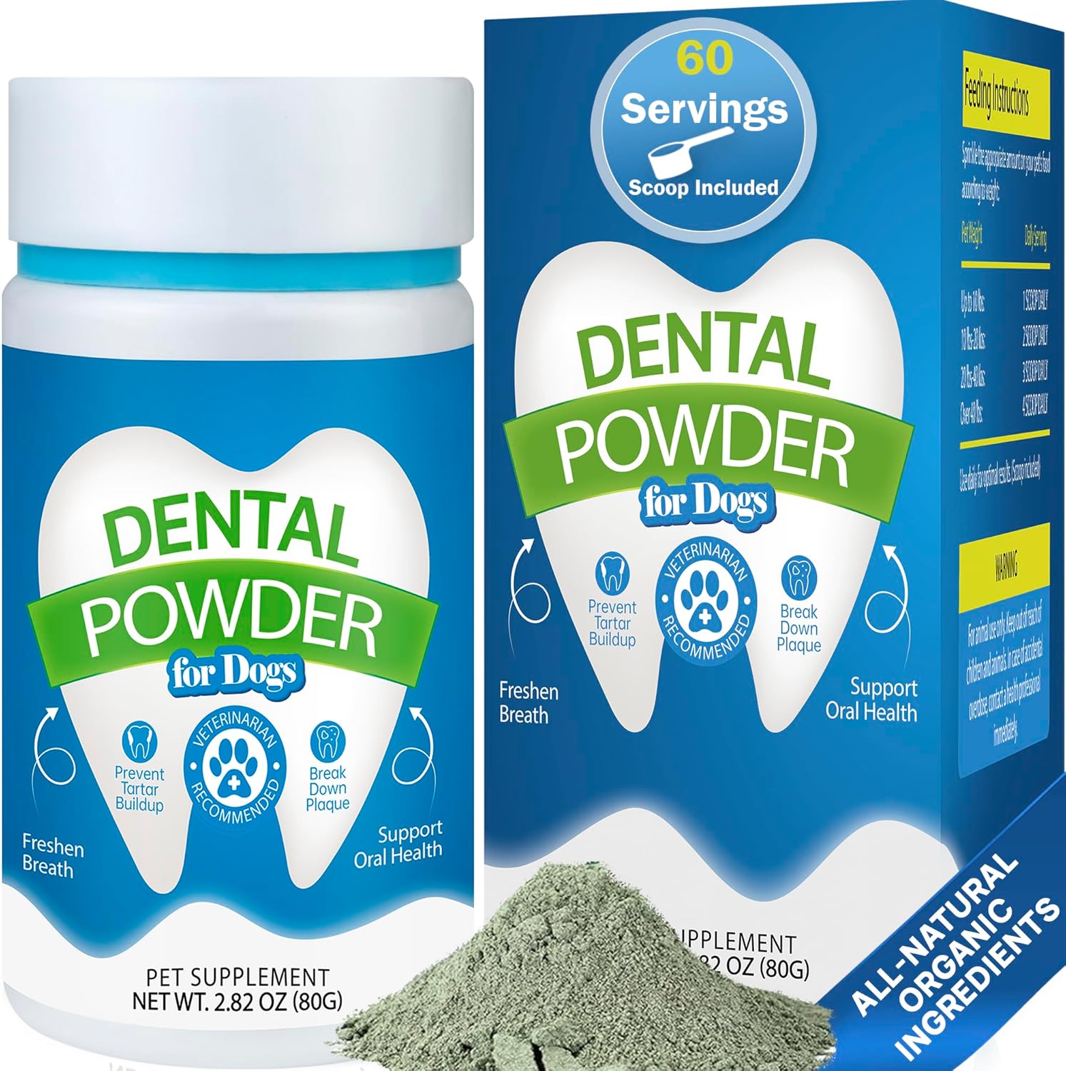 Polvo Dental para Perros - Control de Placa y Sarro, Refrescante del Aliento | Spanielbuns