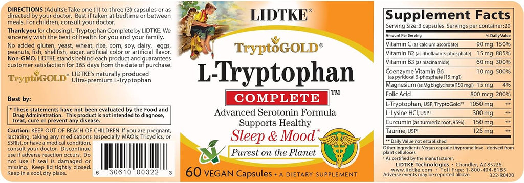 LIDTKE L-Triptófano Completo, 60 Cápsulas