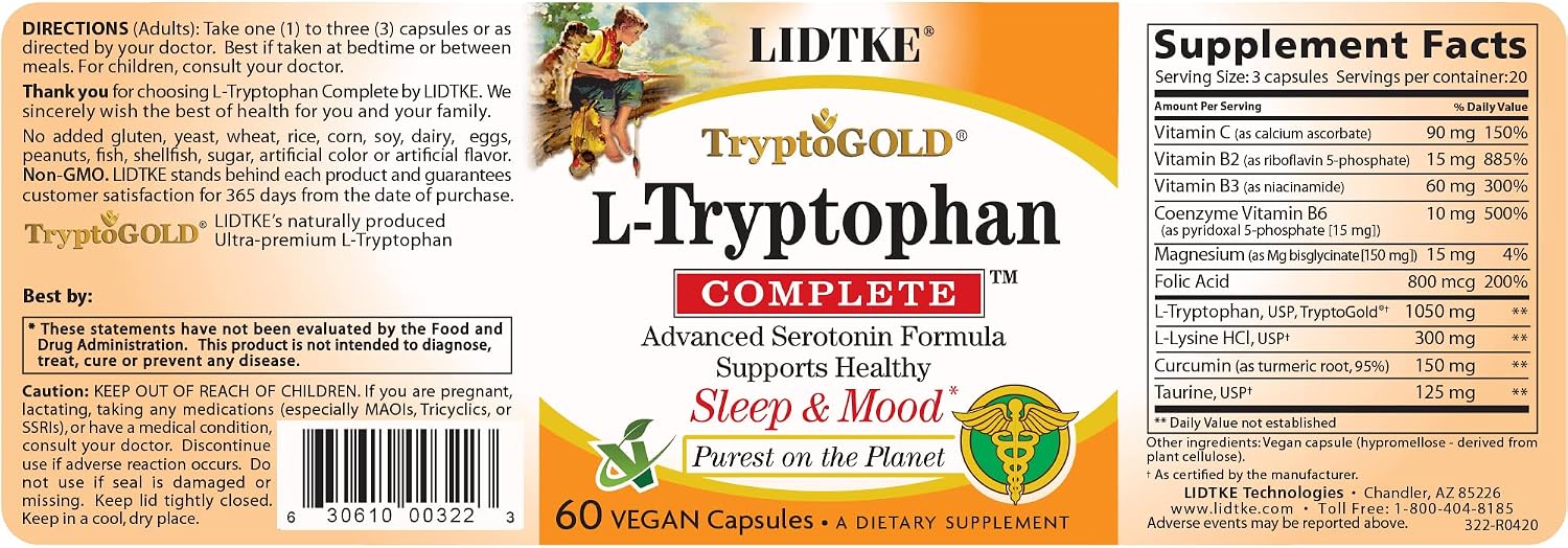 LIDTKE L-Triptófano Completo, 60 Cápsulas