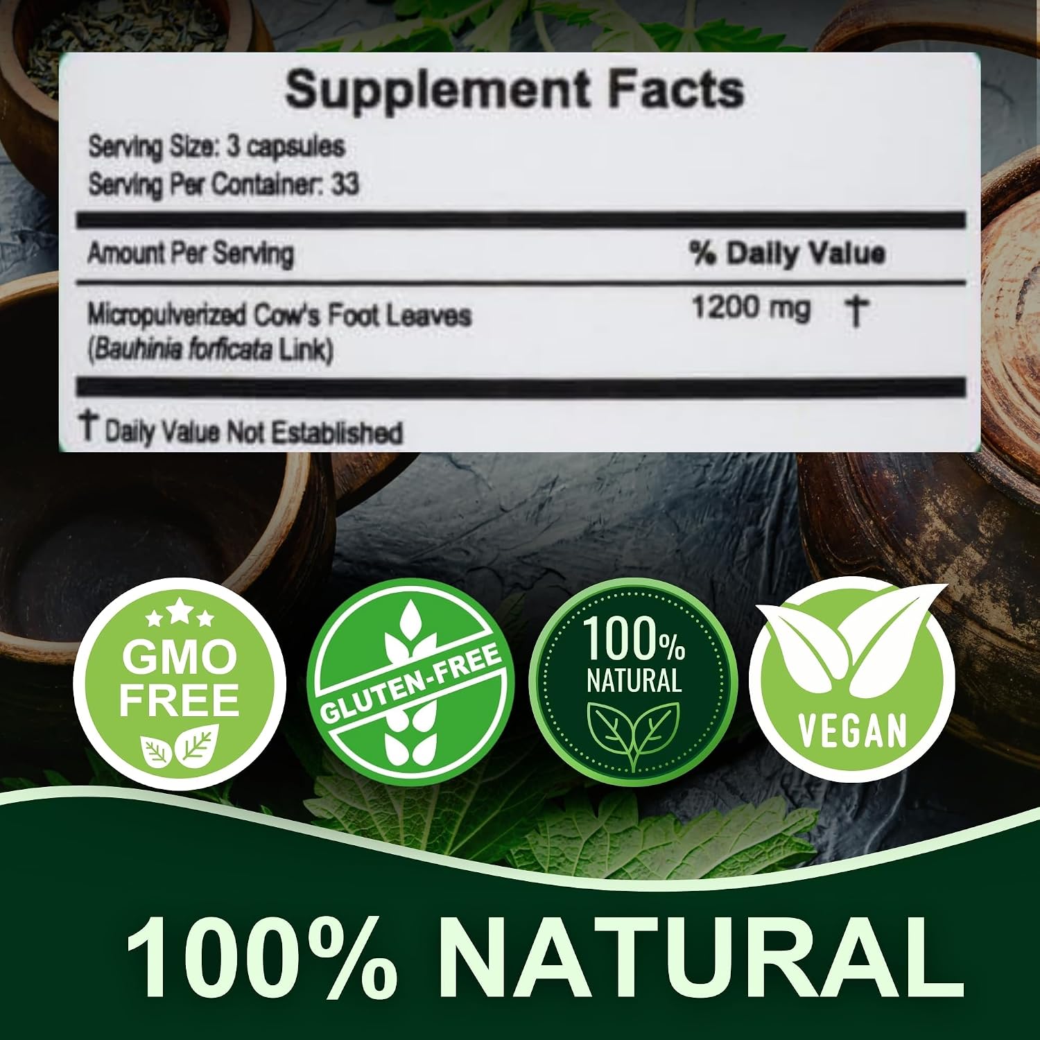 Hanan Pata de Vaca 100 Cápsulas – Bauhinia forficata – Suplemento Herbal Natural de Perú