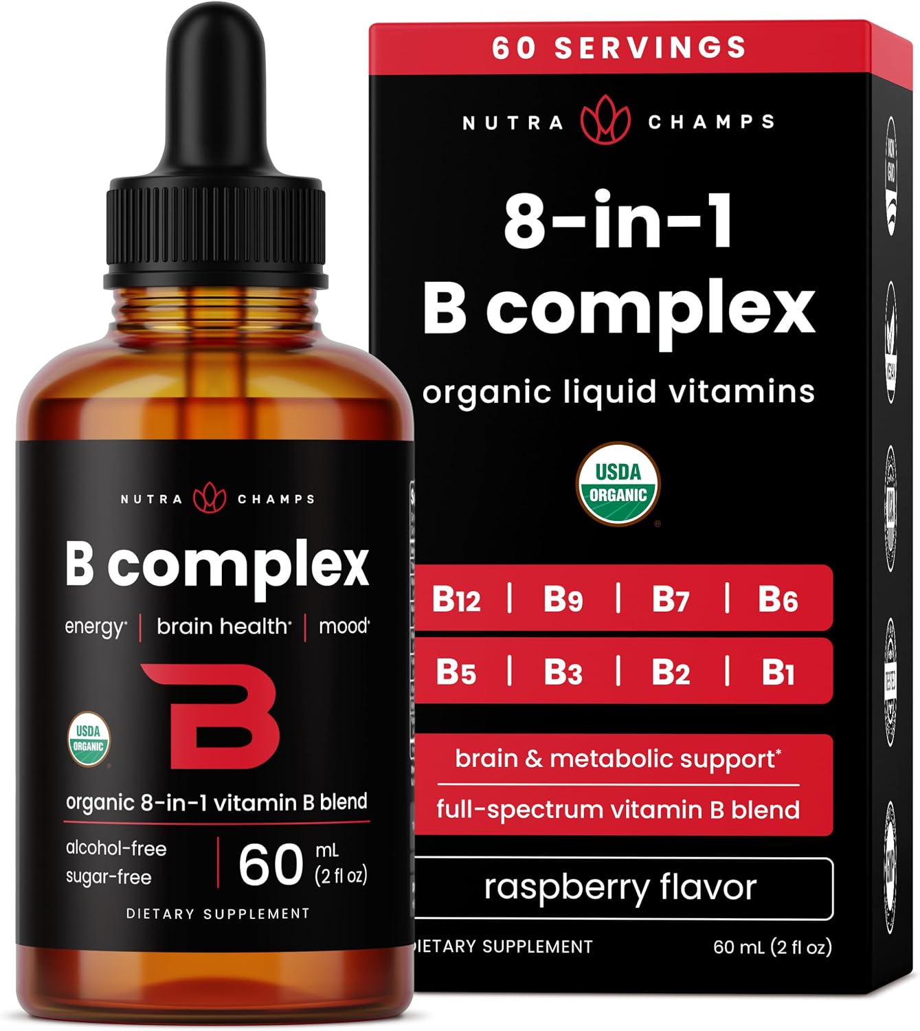 Complejo B Orgánico Líquido Sublingual con Metilcobalamina - 2 oz