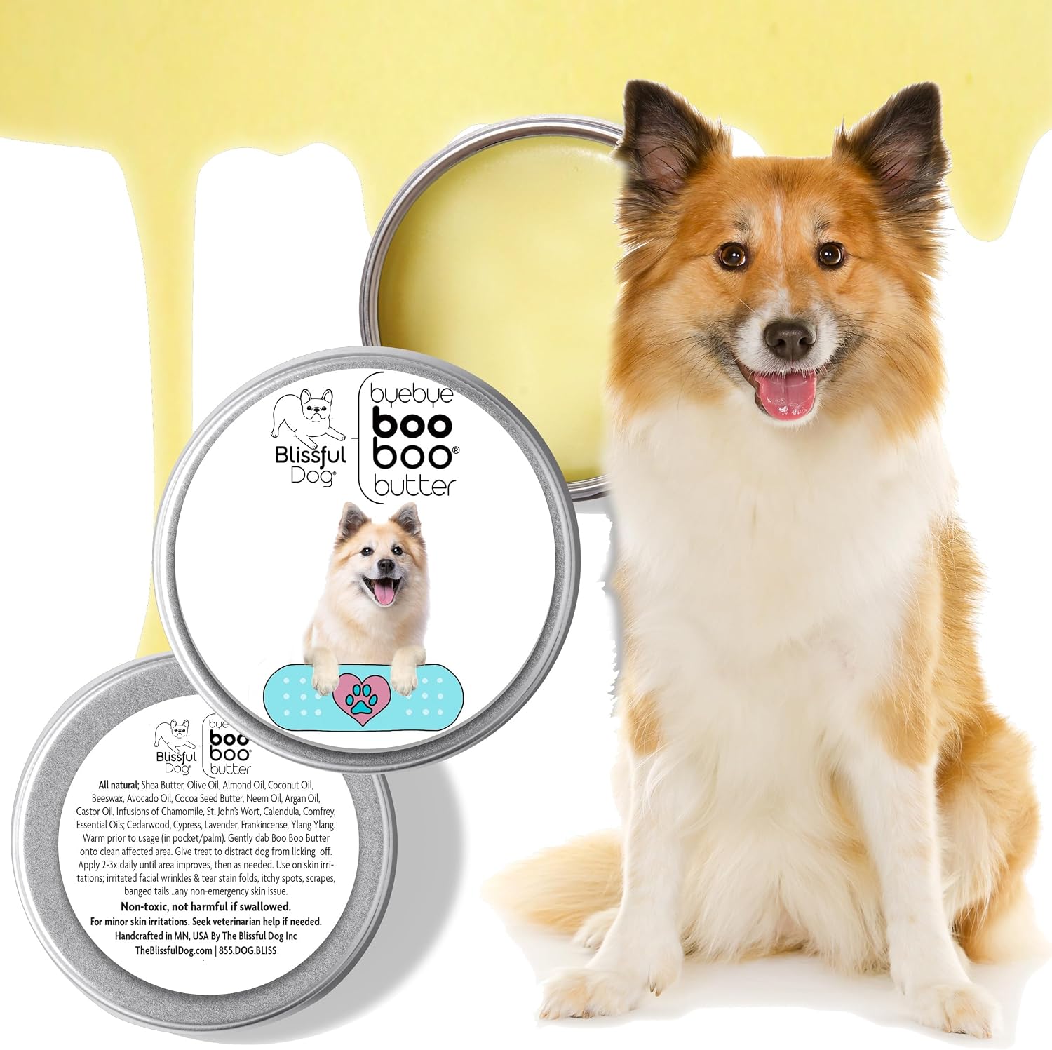 The Blissful Dog Icelandic Sheepdog Boo Boo Butter - Bálsamo tópico para perros, 4 oz (113 g)