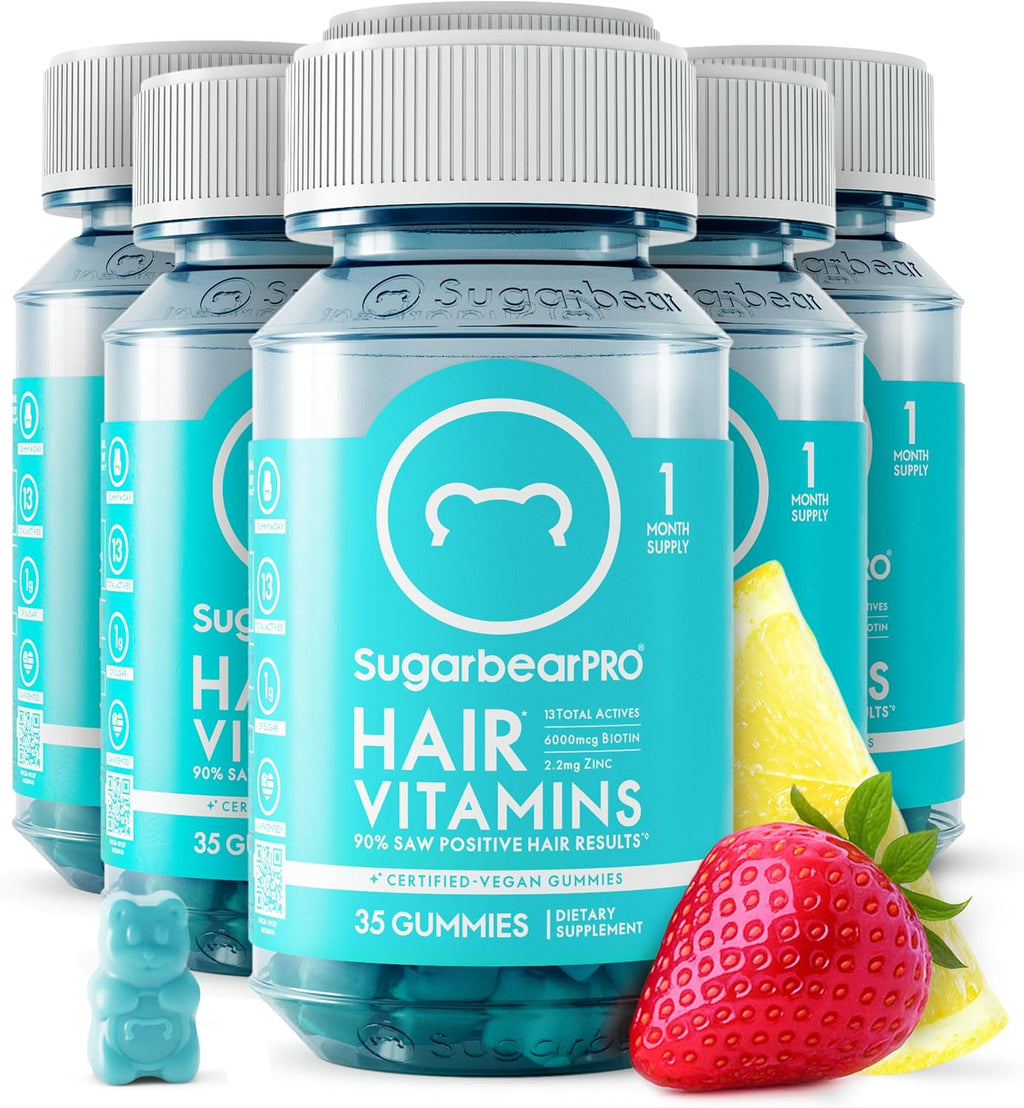 SugarbearPRO Gomitas de Vitamina para el Cabello - Biotina 6000mcg - Suministro de 1 Mes
