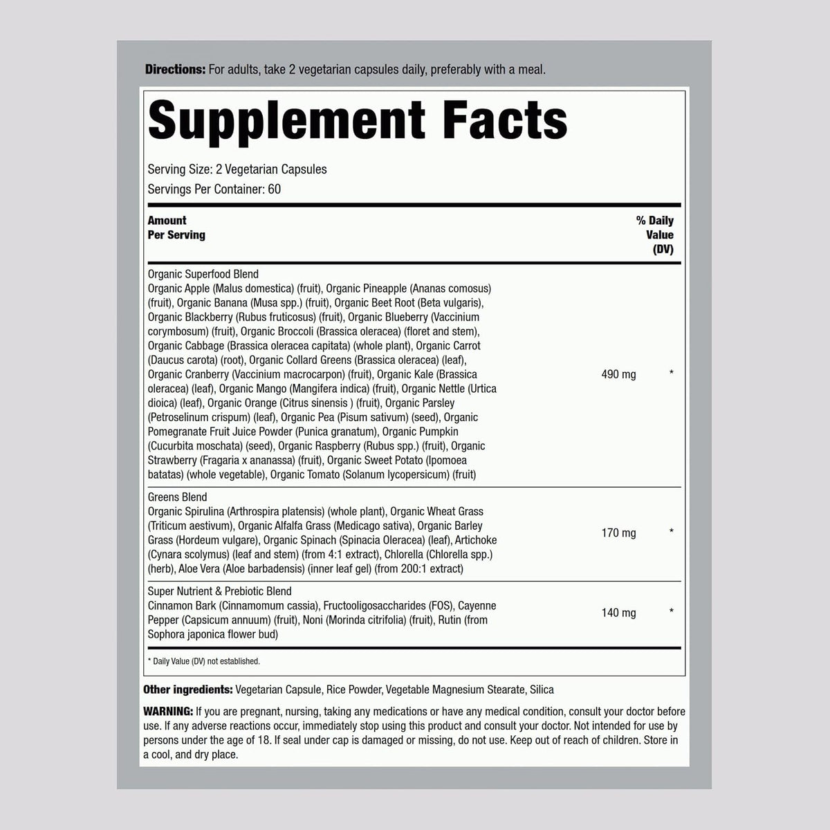 Piping Rock Frutas y Verduras - 120 Cápsulas - Suplemento Antioxidante con Prebióticos – Image 2