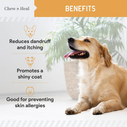 Chew + Heal Labs Aceite de Pescado Salvaje Omega 3 para Perros - 360 Mini Cápsulas Blandas de 300mg para Piel y Pelo – Image 3