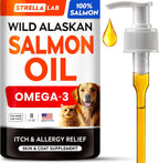 StrellaLab Omega 3 Cápsulas de Aceite de Pescado para Perros (180 uds) - Sin Olor a Pescado - EPA y DHA - Apoya Articulaciones, Piel y Pelaje
