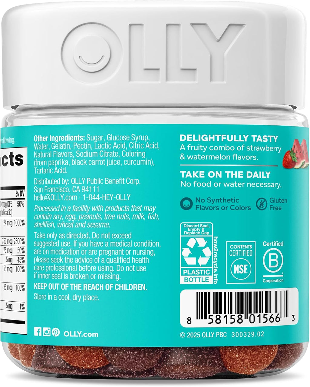Olly Teen Girl Multi Gummy – Multivitamínico en Gominolas para Adolescentes, Sabor Berry Melon, 70 Gominolas (35 Días)