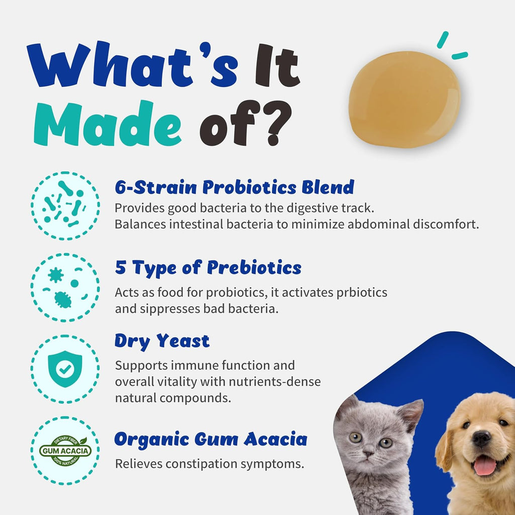 Branvine Probióticos Líquidos para Perros y Gatos - 6 Cepas con Prebióticos (60 ml)