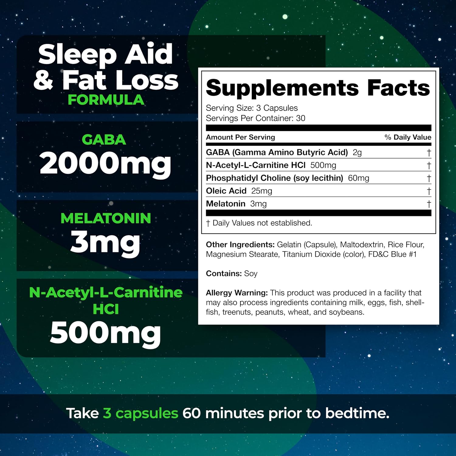 Species Nutrition Somalyze sin Estimulantes, Supresor del Apetito con GABA y Melatonina, 90 Cápsulas