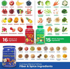 Balance of Nature Whole Health System - Whole Food Fruits & Veggies and Fiber & Spice Supplements - 30 Servings Each