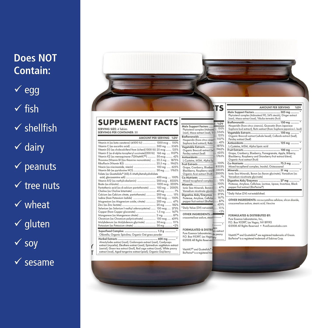 LifeEssence Mens Formula - Complejo Multivitamínico para Hombres - 120 Comprimidos