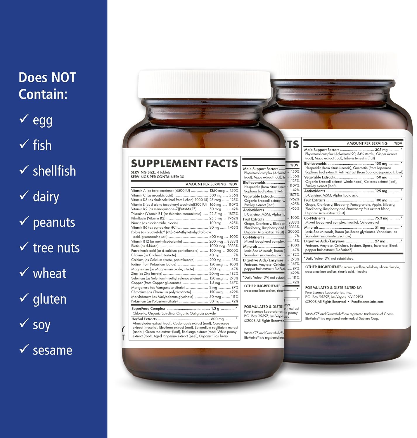 LifeEssence Mens Formula - Complejo Multivitamínico para Hombres - 120 Comprimidos