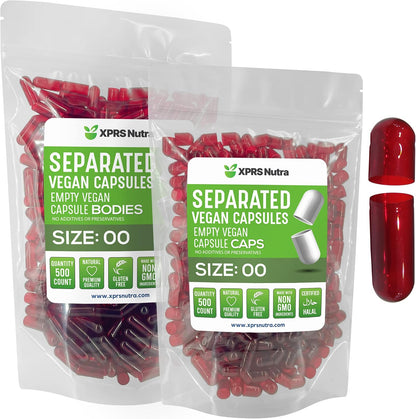 XPRS Nutra Cápsulas Veganas Vacías Tamaño 00 – Veganas: Hechas de HPMC, sin gelatina animal. – Image 10