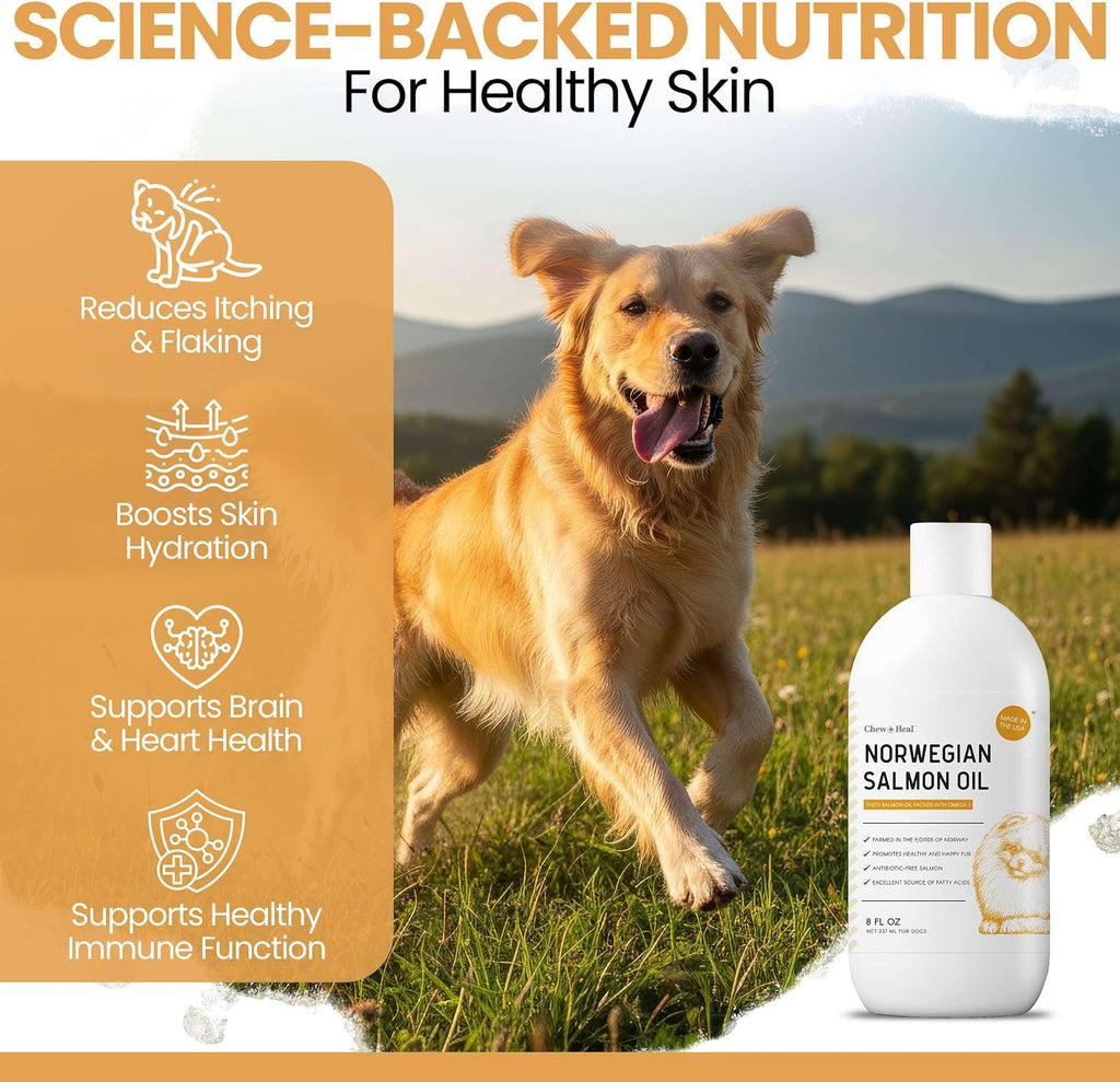 Aceite de Salmón para Perros y Gatos, 946 ml - Suplemento Rico en Omega 3 para Piel y Pelaje Saludables, Apoyo Articular e Inmunológico - Líquido Natural de Pescado - Cuidado Premium para Mascotas, Hecho en USA