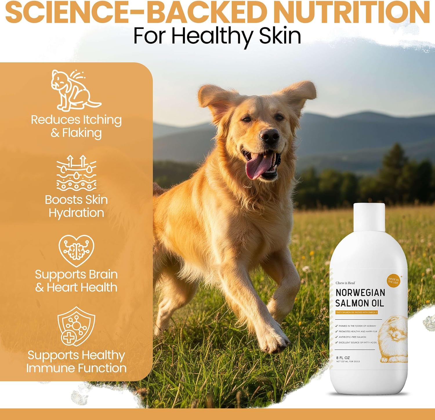Aceite de Salmón para Perros y Gatos, 946 ml - Suplemento Rico en Omega 3 para Piel y Pelaje Saludables, Apoyo Articular e Inmunológico - Líquido Natural de Pescado - Cuidado Premium para Mascotas, Hecho en USA